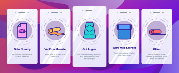 瑜伽垫配件上的图标集图片下载