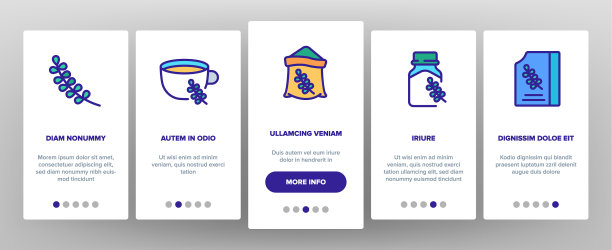 百里香植物产品上的图标集图片下载