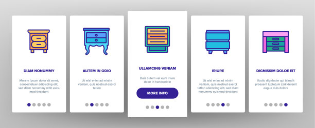 床头柜家具上的图标集图片下载