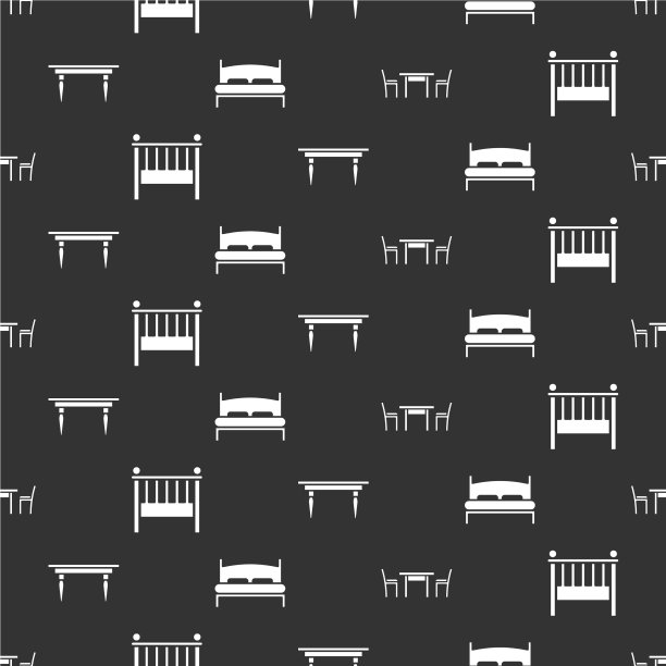 木桌和椅子、倒钩摇篮床图片下载