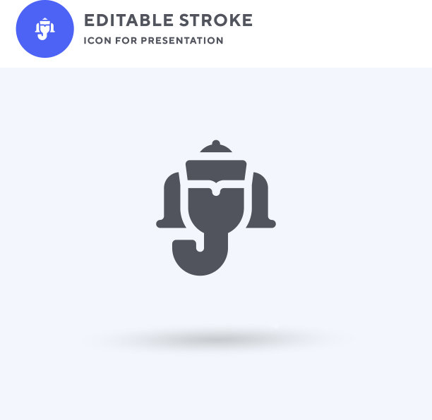 象头甘尼萨的图标充满了平坦的实心符号图片下载