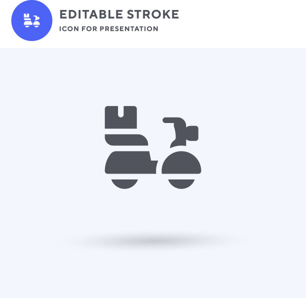 滑板车图标填充了平坦的固体标志图片下载