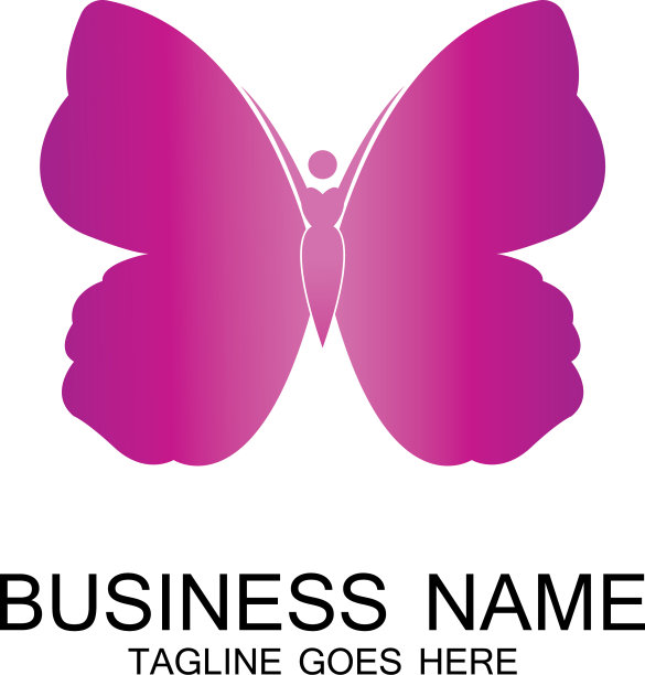 美女飞女复古蝴蝶标志设计图片下载