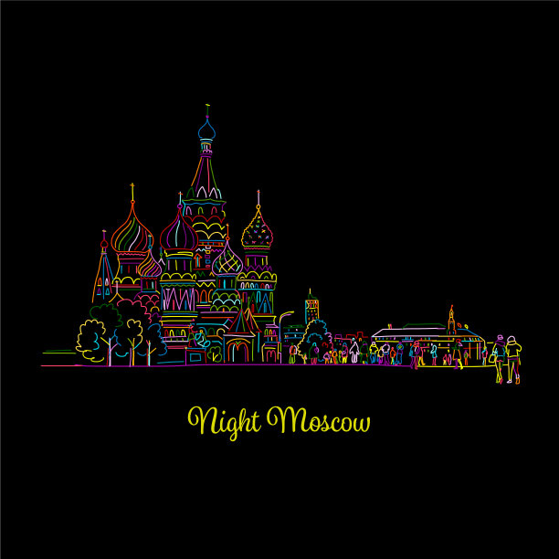 莫斯科红广场之夜草图，为您设计图片下载