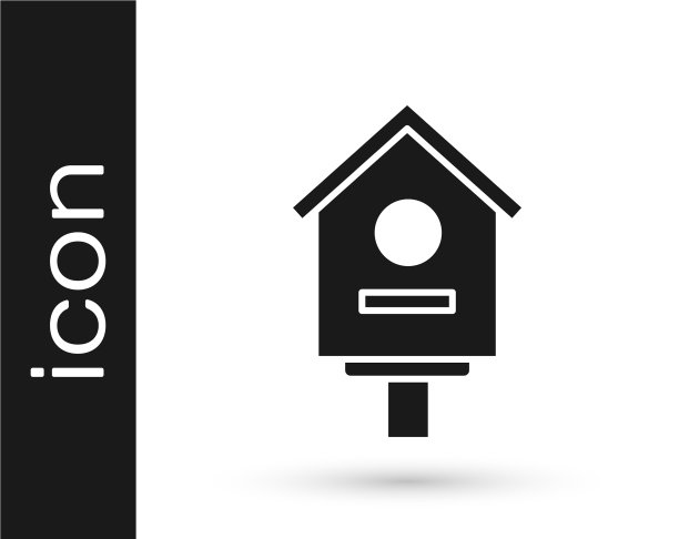 灰色鸟屋图标孤立在白色背景上图片下载