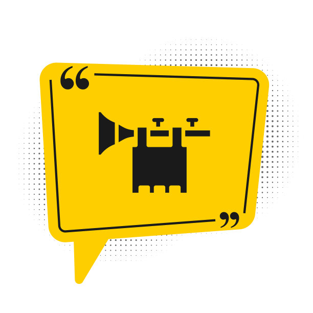 黑色喇叭与旗帜图标孤立在白色图片下载