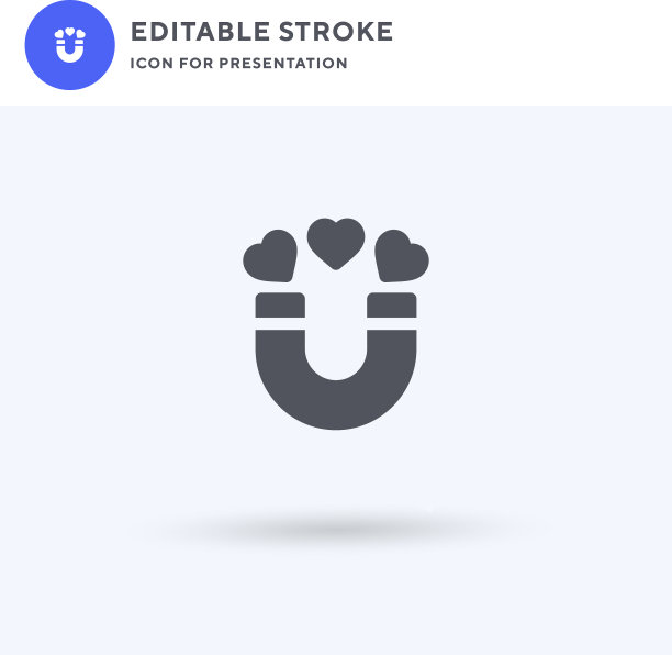 磁铁图标填充平面标志固体图片下载