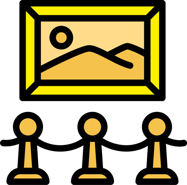 艺术展览图标轮廓风格图片下载