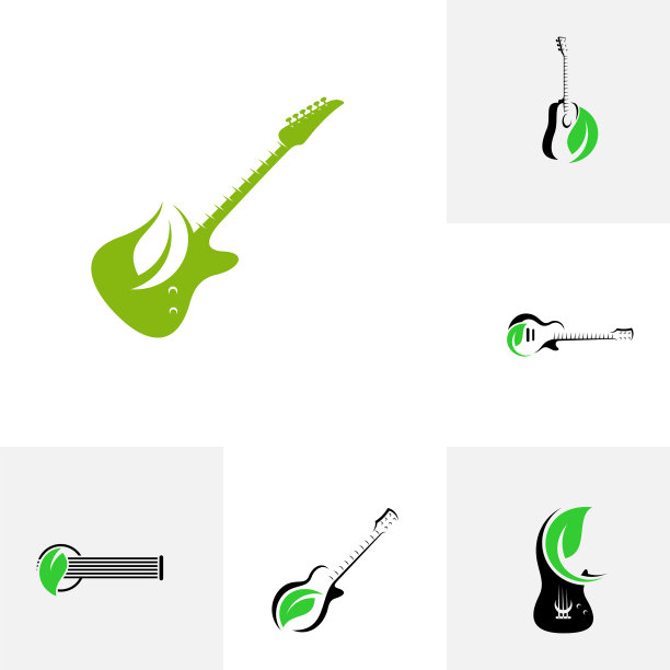 设置吉他与叶片设计模板简单图片下载