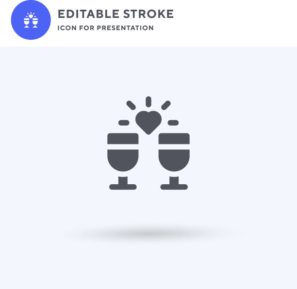 鸡尾酒图标填充平面标志固体图片下载