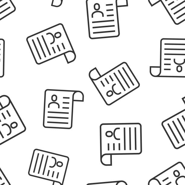 简历图标在扁平化风格的合同文件上图片下载