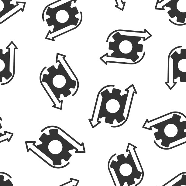 工作流程图标在平面样式齿轮上有效图片下载