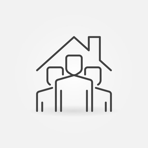 呆在家里轮廓图标人们在屋顶下图片下载