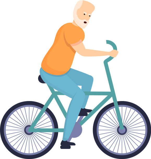 自行车老汉卡通风格的图标图片下载