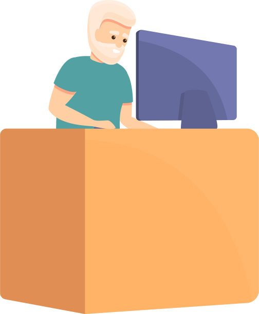 工作年长男子图标卡通风格图片下载