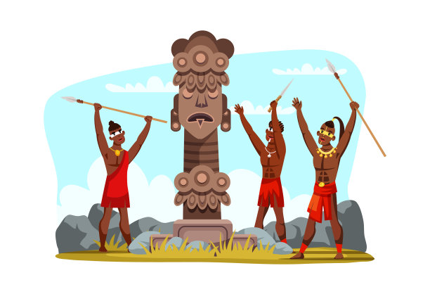 向异教神祈祷的部落男子战士角色图片下载