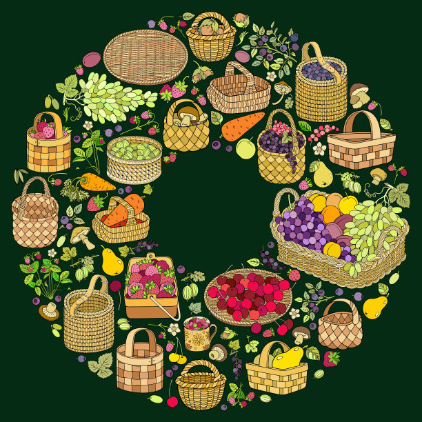 篮子里有很多水果、蔬菜和浆果图片下载