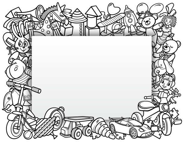 卡通涂鸦手绘儿童玩具框架图片下载