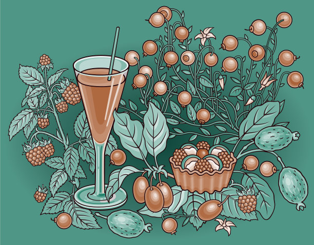 果汁，浆果，糖果，手绘图片下载