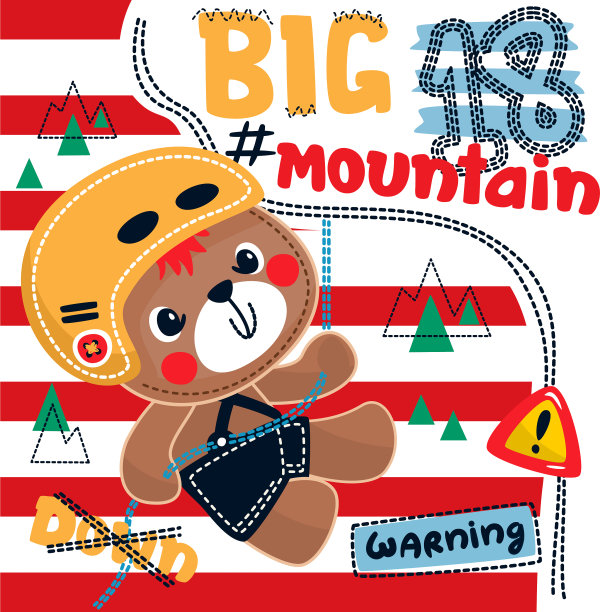 泰迪熊用绳子爬山图片下载