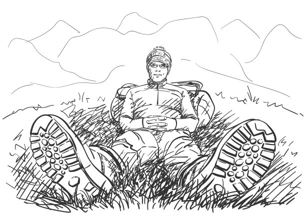 透视画徒步旅行者坐在上面图片下载