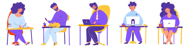 在家工作与智能手机应用程序平面卡通图片下载