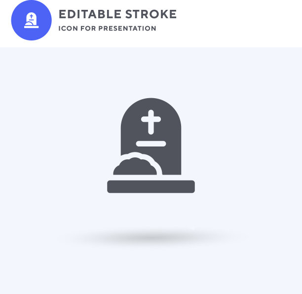 墓园的图标填满了平坦的实心标志图片下载