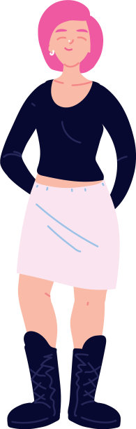 女人卡通与粉红色的头发设计图片下载