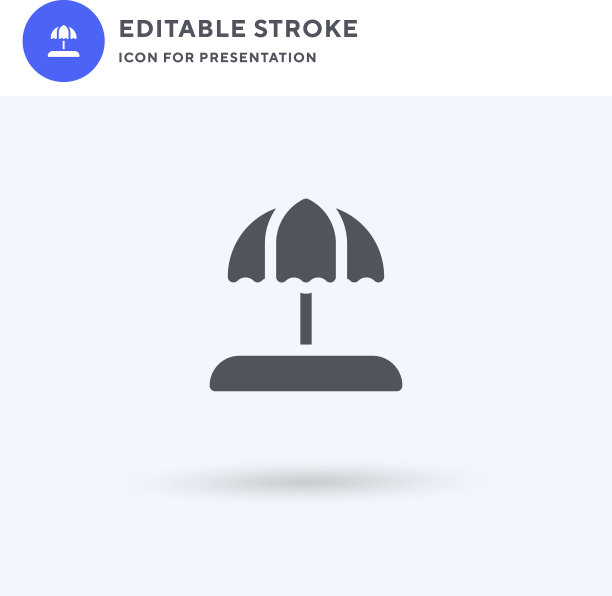 太阳伞的图标填充了平面标志的实心图片下载