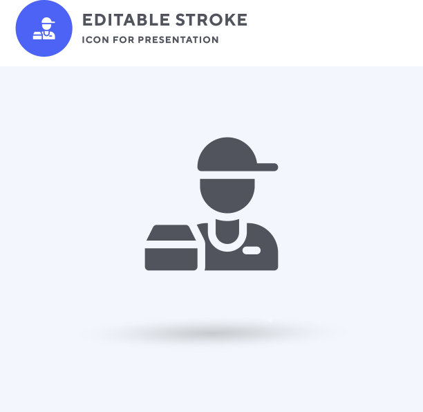 送货男孩的图标填充了平面标志固体图片下载