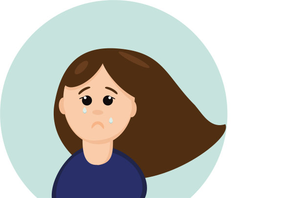 女孩与情感悲伤哭在一个扁平的风格图片下载