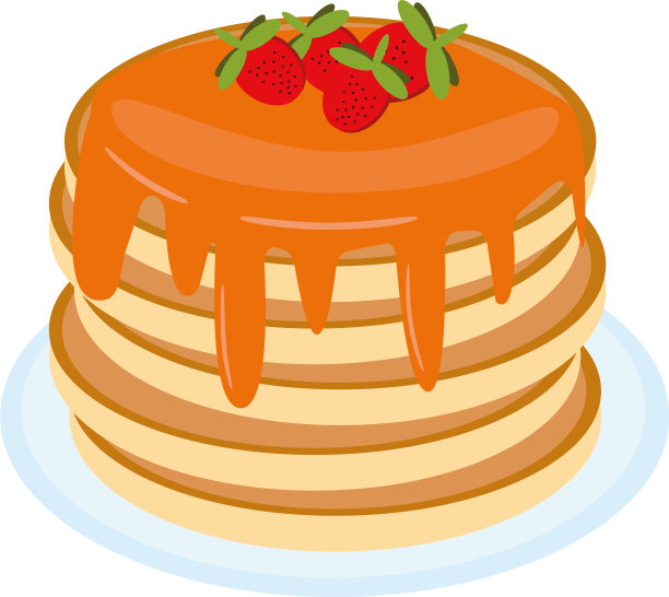 煎饼配草莓，枫糖浆，蜂蜜图片下载