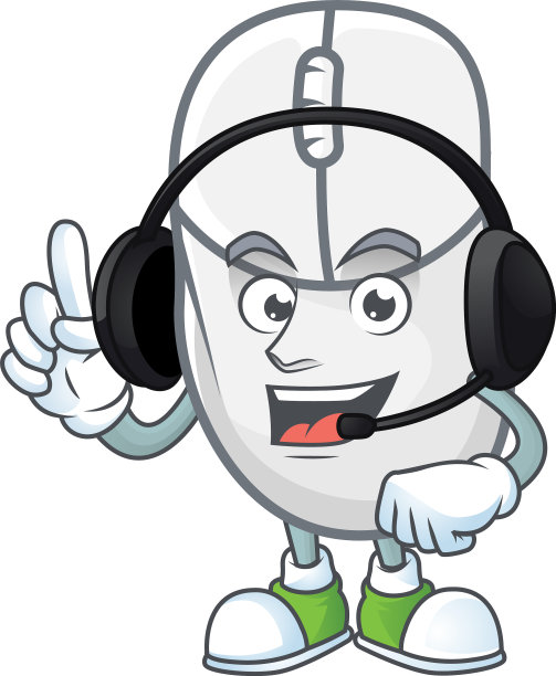 甜美的小白鼠卡通讲话的耳机图片下载