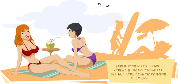 海滩上的美女，有趣的人图片下载