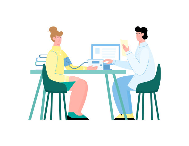 医生和病人一起测量血压图片下载