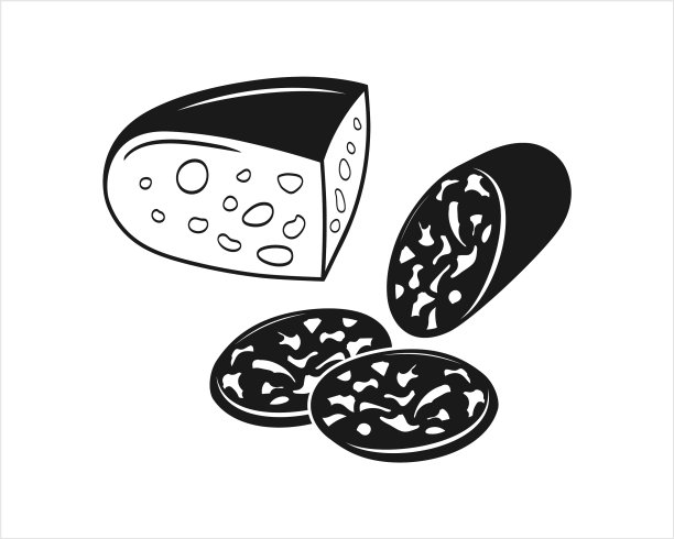 香肠和猪油图标，白色背景图片下载
