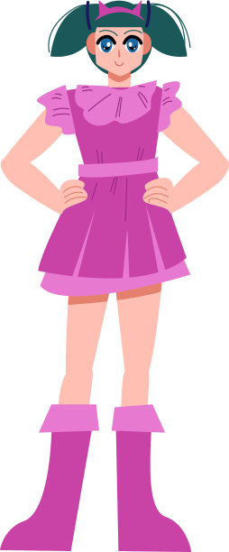 日本动漫女孩穿着粉色迷你裙和靴子图片下载