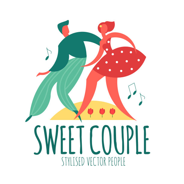 一对跳舞的情侣用音符使人们安静图片下载