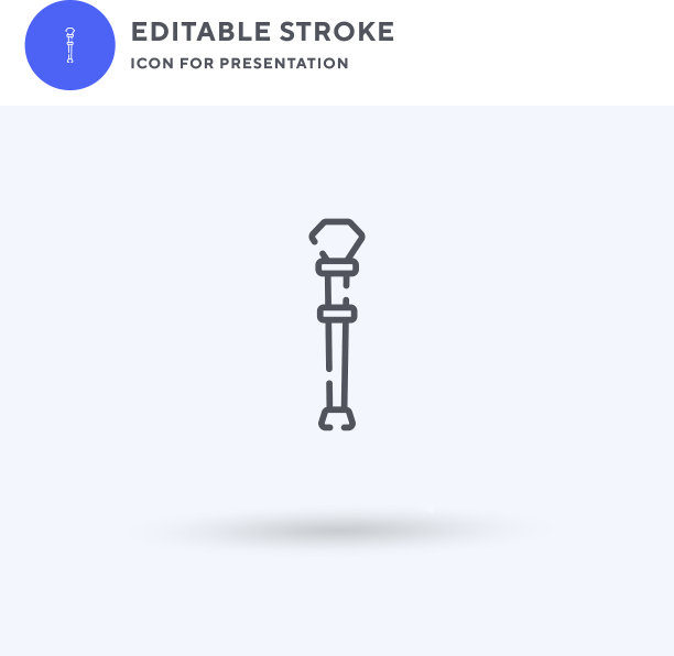 手杖的图标填充了平坦的固体标志图片下载