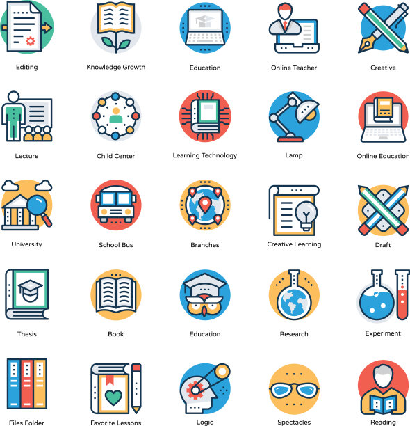 收集学校和教育平面图标图片下载