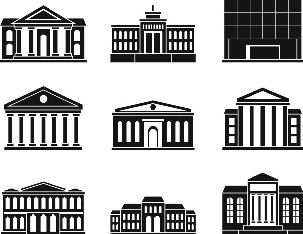 城市剧院博物馆图标设置简单的风格图片下载
