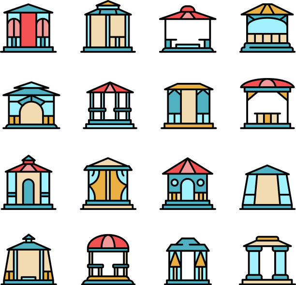 凉亭图标设置平坦图片下载