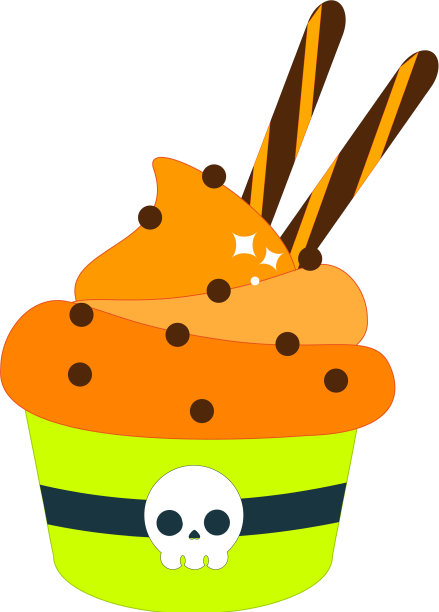 卡哇伊风格的万圣节纸杯蛋糕贴纸图片下载