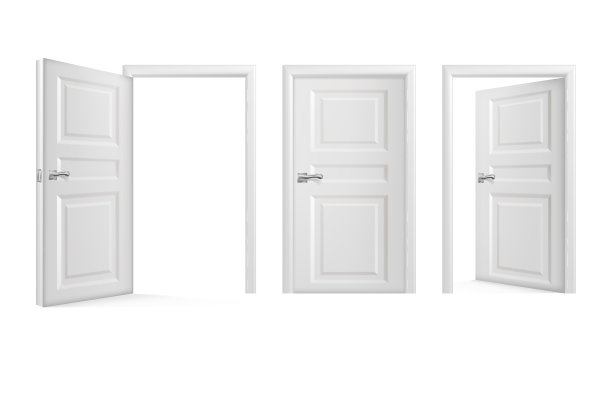 逼真的细节3d打开或关闭的白色门图片下载