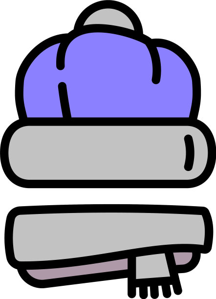 冬季头饰和围巾图标轮廓风格图片下载