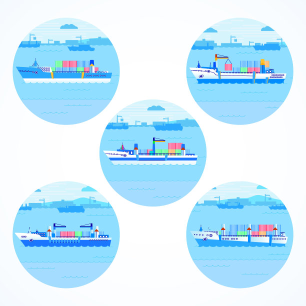 设置集装箱船的圆形图标图片下载