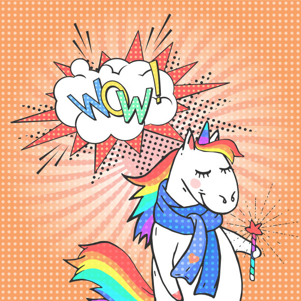 卡通独角兽和语音泡泡图片下载