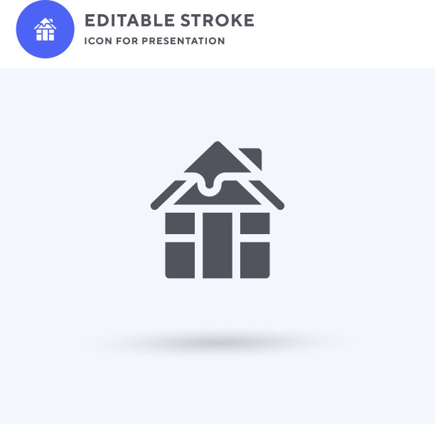 小木屋的图标充满了平坦的固体标志图片下载