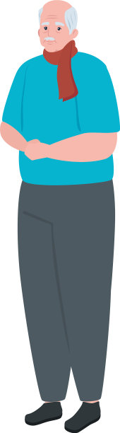 可爱的老人站在爷爷的旁边图片下载