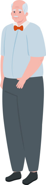 可爱的老人站在爷爷的旁边图片下载